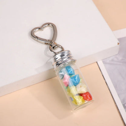 10ml Storage Bottle with Love Keychain Mini Transparent Glass Bottles Aluminium Cap Empty Sample Jars Liquid Containers
