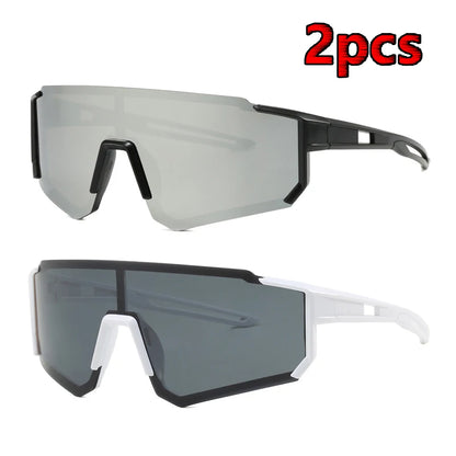 Hiking 2pcs Cycling Anti Light Glasses Men Women UV400 Sandproof Eye Protector Shades Outdoor Sports Goggle Anti Radiation Lens
