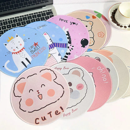 Cute Cartoon Round Mouse Pad Non-slip Rubber Base Comfortable Durable Table Mat for Home Office Gaming Desk Laptop Accessories