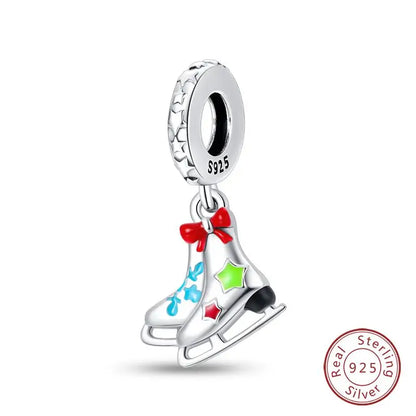 Original 925 Sterling Silver Charms Beads Winter Snowflake Snowman Igloo Penguin Pendant Fit Bracelet Women Jewelry Gift