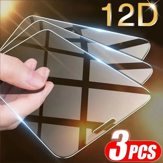 3 Stück gehärtetes Glas für iPhone 14, 13, 12, 11, 15 Pro Max, Mini, Displayschutzfolie für iPhone 17, XR, XS Max, 7, 8 Plus, 16