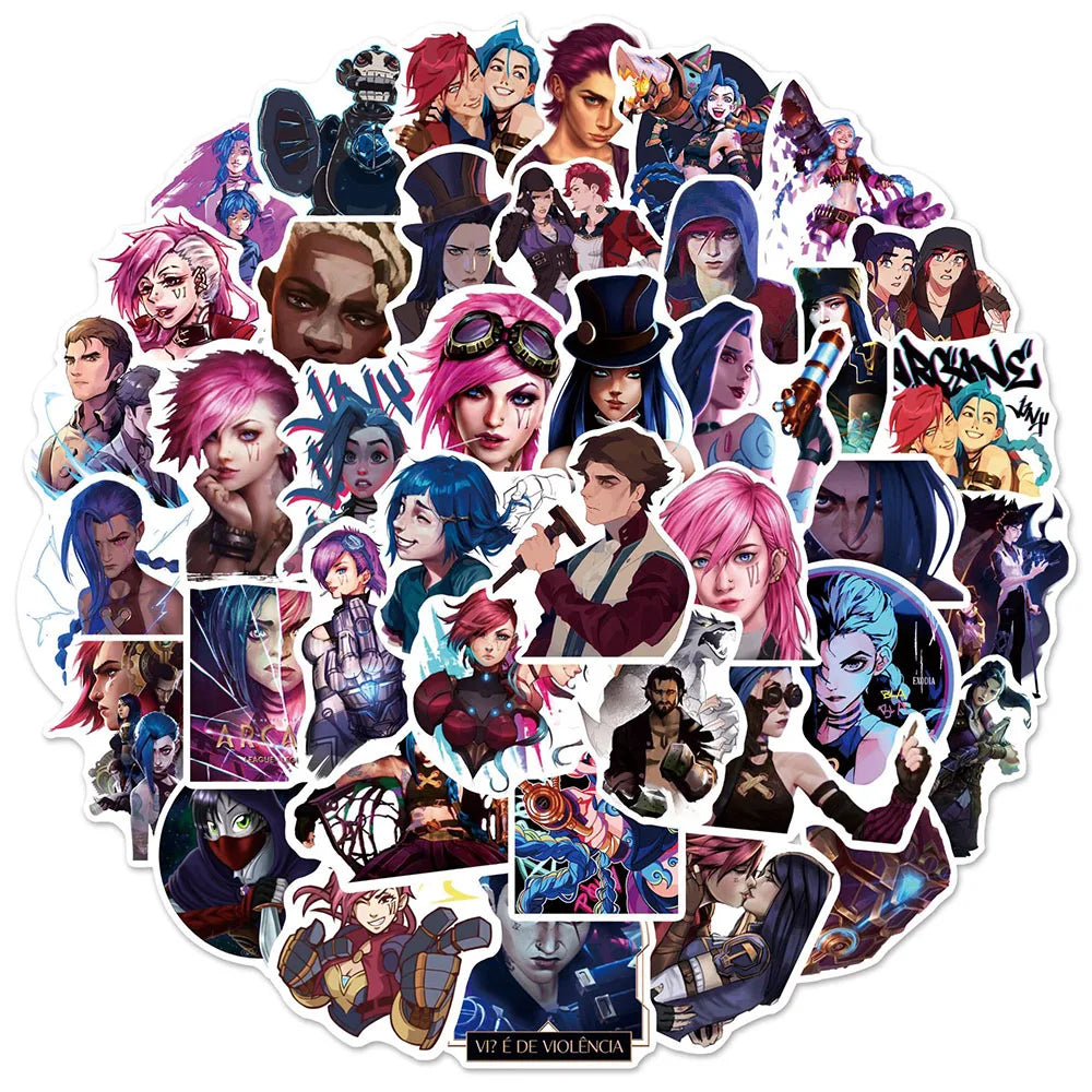 10/30/50pcs Cool Cartoon Arcane Game Stickers Anime DIY Phone Case Guitar Notebook Bike Car Waterproof Sticker Decal for Kid Toy