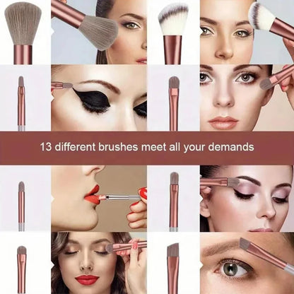 13 PCS Makeup Brushes Set Professional Eye Shadow Foundation Women Cosmetic Brush Eyeshadow Blush Beauty Soft Make Up Tools Bag