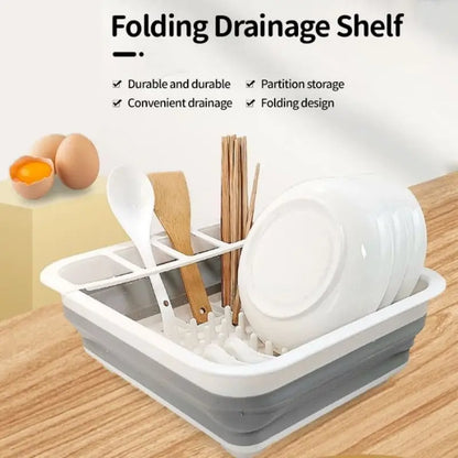 Kitchen Foldable Dish Rack With Drainer Portable Fold Drying Shelf Dish Drainer Foldable Dish Rack Bowl Plate Dish Drying Rack