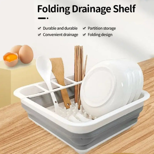 Kitchen Foldable Dish Rack With Drainer Portable Fold Drying Shelf Dish Drainer Foldable Dish Rack Bowl Plate Dish Drying Rack