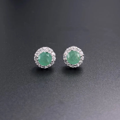 Elegant Natural Emerald Jewelry Sets Sterling 925 Silver Gemstone 5mm Fine Jewelry for Women Party Wedding Fine Jewelry Gift