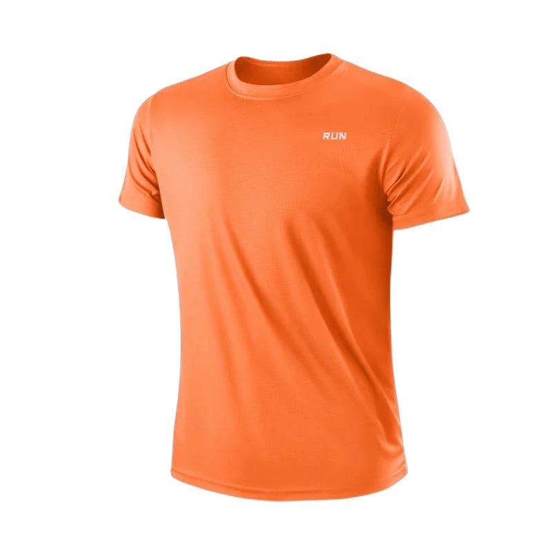 Schnelltrocknendes, kurzärmeliges Herren-Trainingsshirt mit Rundhalsausschnitt, feuchtigkeitsableitend, ideal für Fitnessstudio, Sport und Fitness. Leichtes Material.