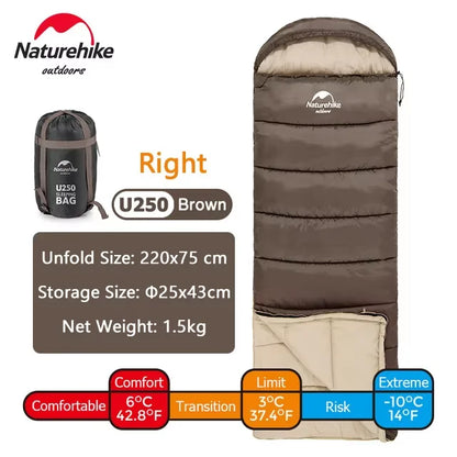Naturehike Warm Sleeping Bag Ultralight Waterproof Splicable Double Sleeping Quilt Outdoor Winter Envelope Sleeping Bags
