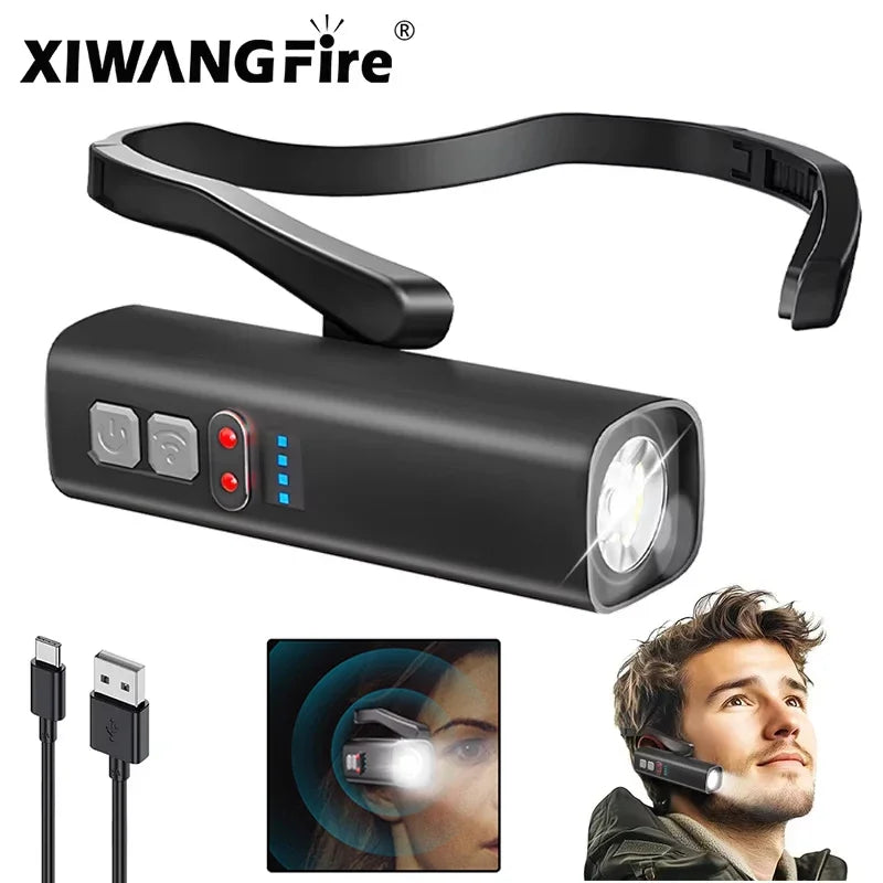 2025 New Ear-Hanging Headlamp, 1000 Lumens Motion Sensor LED Head Light, 3 Modes Light for Hands Free Camping Running Repair