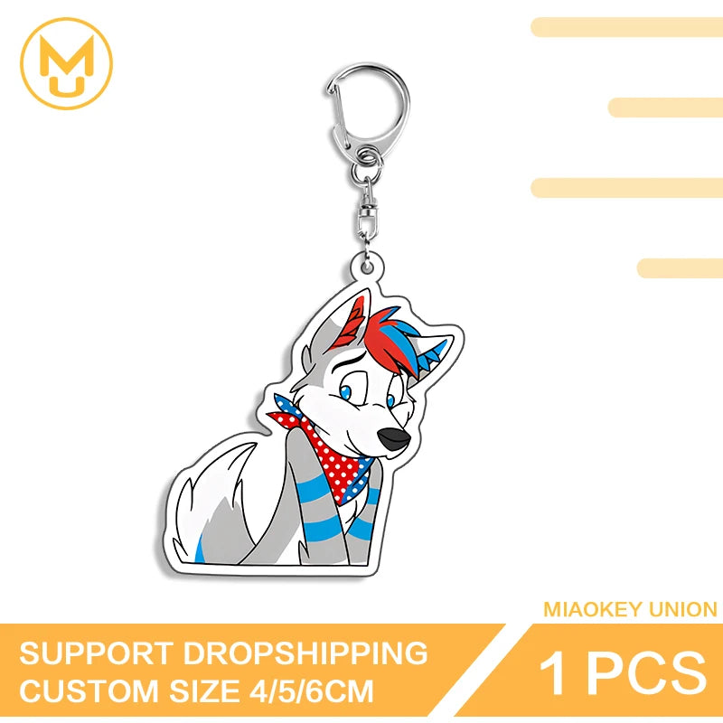 Furry Wolf Fashionable Eye Catching Lively Edgy Acrylic Keyring Charming Adorable Exquisite Anime Jewelry Accessories Gifts