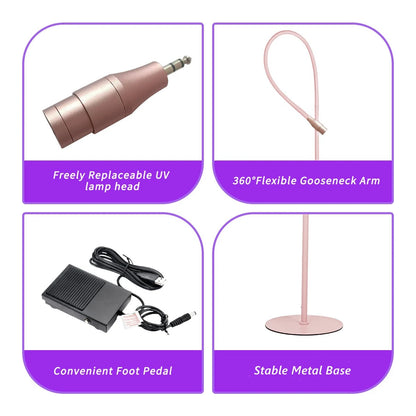 UV Lamp Eyelash Noise Reduction Foot Switch 10W Fast Dry Polish Lash UV Glue Curing Beauty Salon Eyelash Extension Light