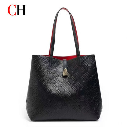 CH Luxury Tote Handbag For Women Large Capacity Work Shoulder Bag Elegant Golden Shopping Shoulder Purse