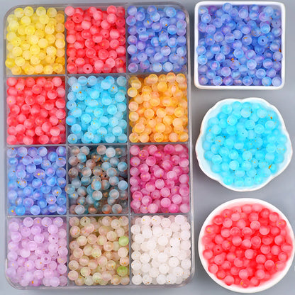 Frosted Round Dot Gold Acrylic Crystal Beads Glass Spacer Loose Beads 8mm For Jewelry Making Bracelet DIY Pen Beads Accessories
