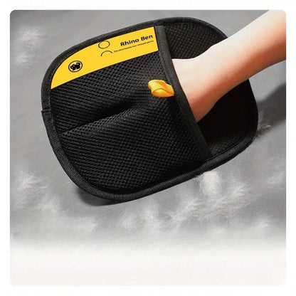 Two-piece pet grooming gloves | Wearable design, collects shed hair while grooming, home pet cleaning products.