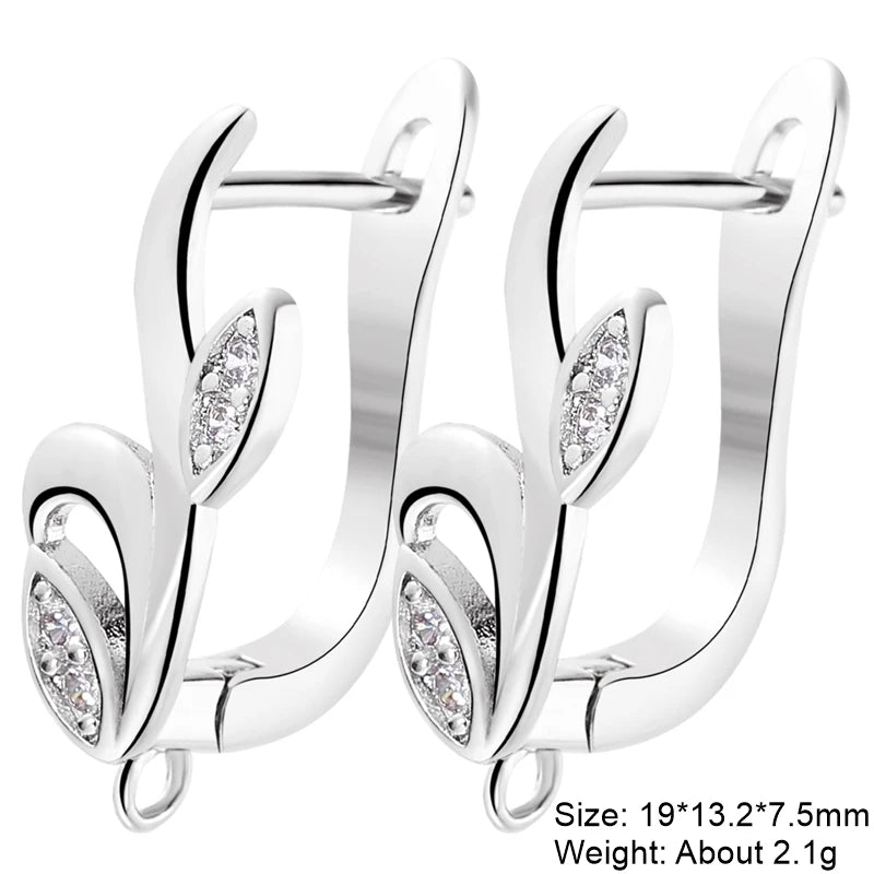 Juya 18K Gold Silver Plated Fastener Bales Fixture Earring Hook Locks For DIY Women Fashion Crystal Agate Charms Earrings Making