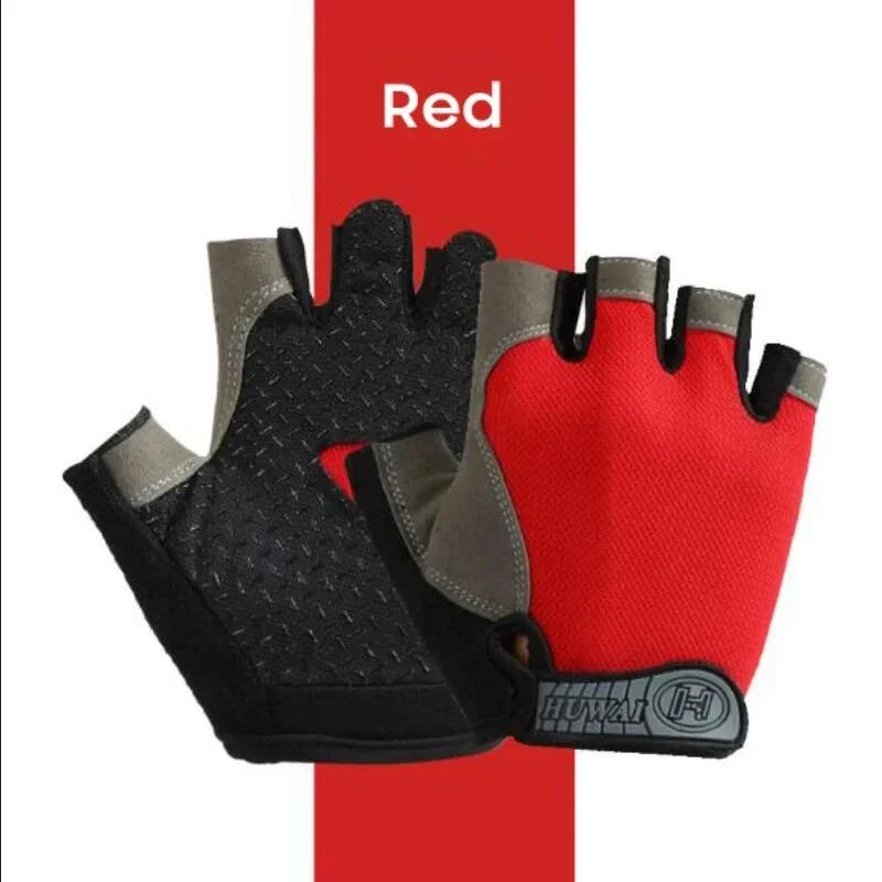 1Pair Gym Gloves Fingerless Gloves Anti-Slip Shock-Absorbing Gloves Sports Gloves for Training Lifting Weight Cycling