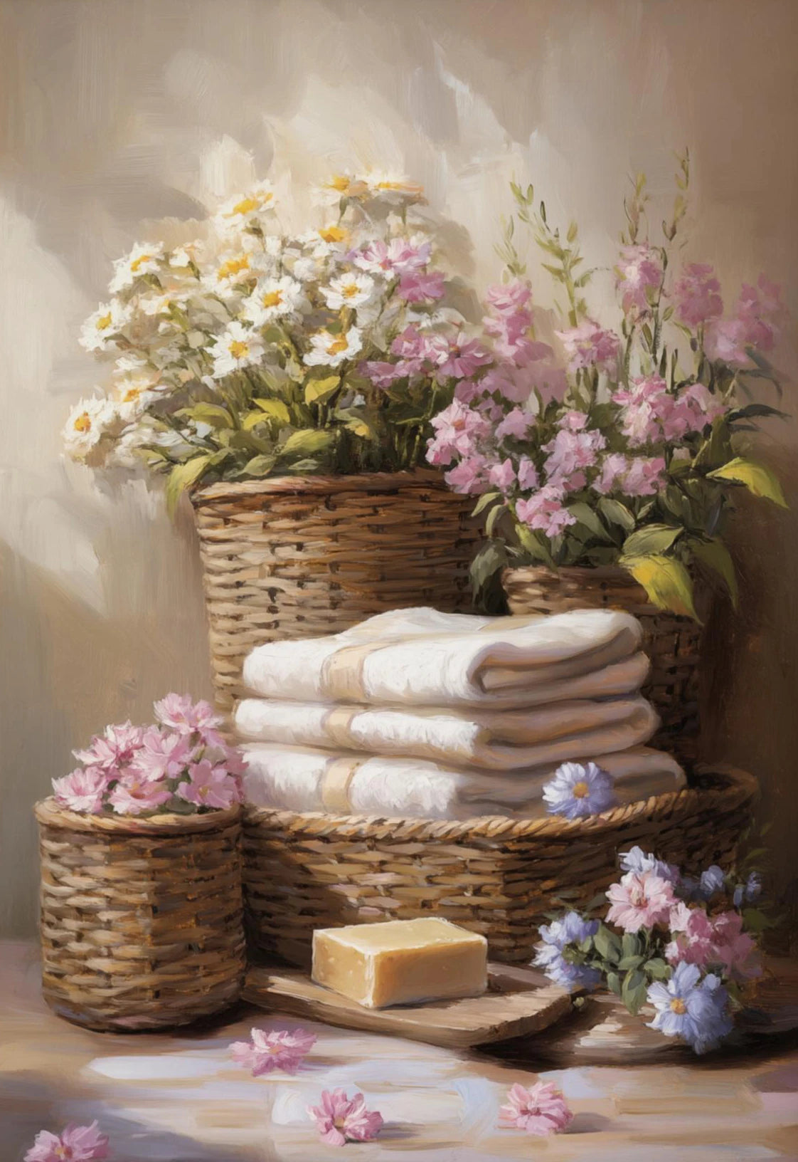 Classic Oil Painting Laundry Room with Clothes Hanging Poster Canvas Art Painting Printing Home Room Wall Pictures Decor Gift