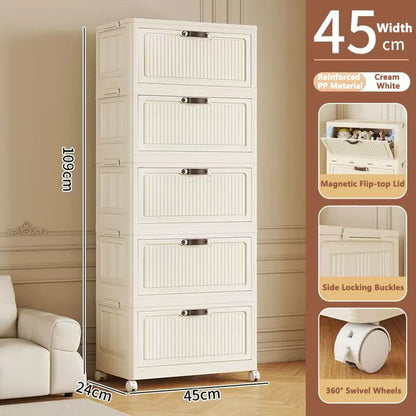 Storage Cabinet Foldableing Storage Box Home Living Room Toy Cabinet Storage Rack Snack Cabinet Organizer Box Kitchen Storage Cabinet Folding Storage Cabinet Organizer