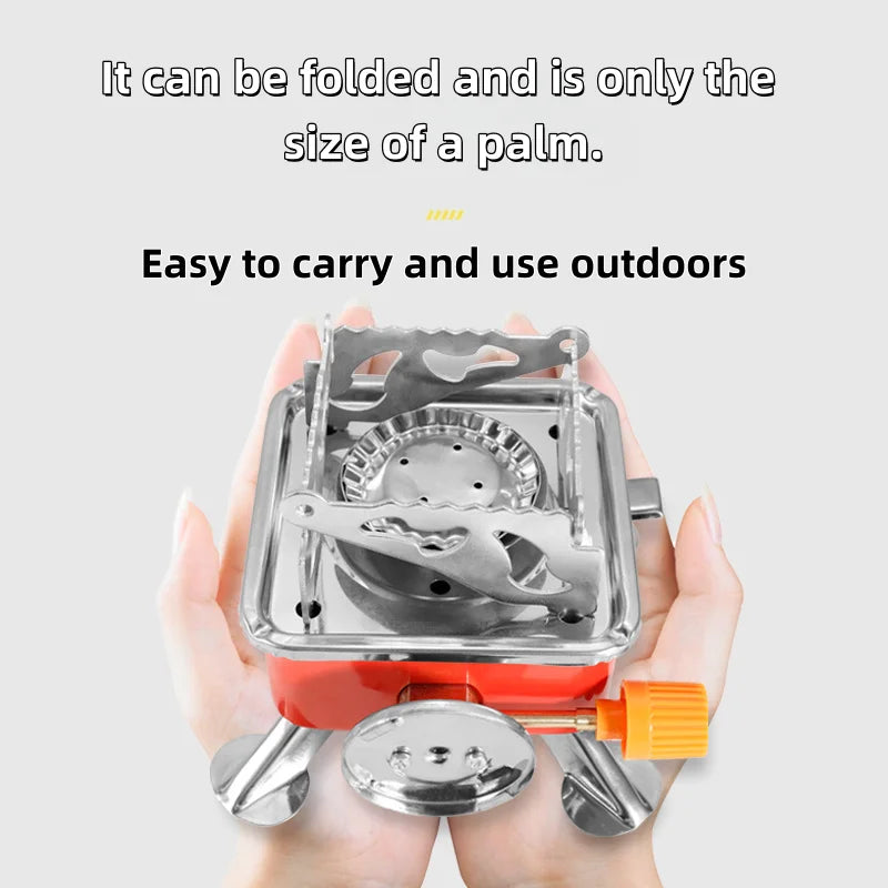 PortableMini Square Gas Stove for Camping Hiking and Travel Ultra Lightweight Folding Camping Cookware Outdoor Cooking Equipment