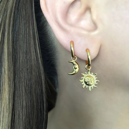 Sun and Moon Hoop Earrings, Sun Hoop Earrings, Hoop Earrings, Gothic Jewelry, Celestial Jewelry , Moon Earrings