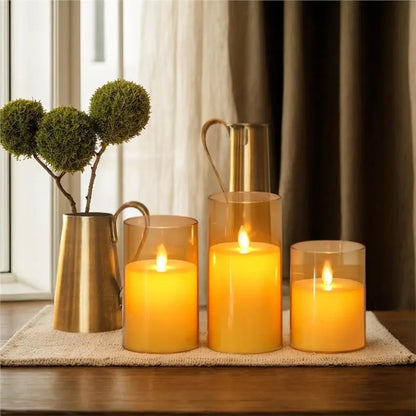 AA81-PP Flamless Flickering Candles With Remote And Timer, LED Pillar Candle For Dinner Wedding Holiday Decor