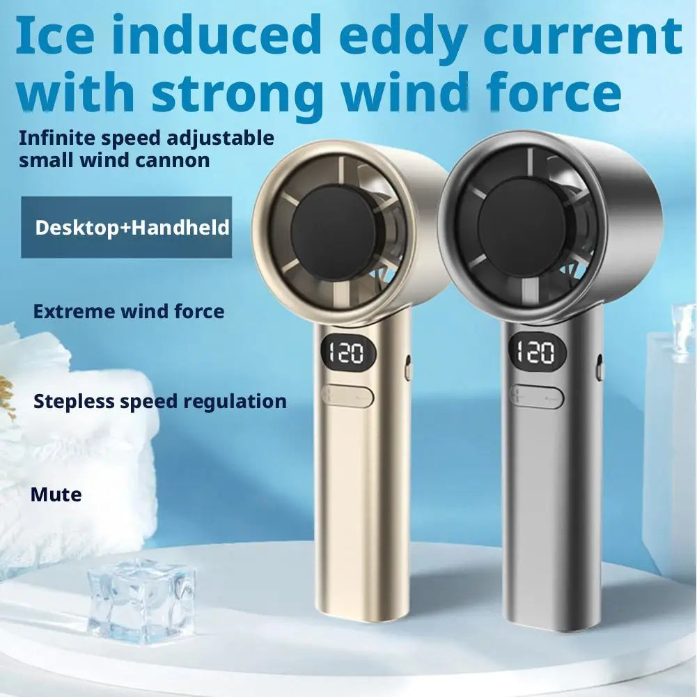 Portable Handheld Fan with 120 Wind Speeds USB Rechargeable Bladeless High-Speed Electric Cooling Fan for Personal Use