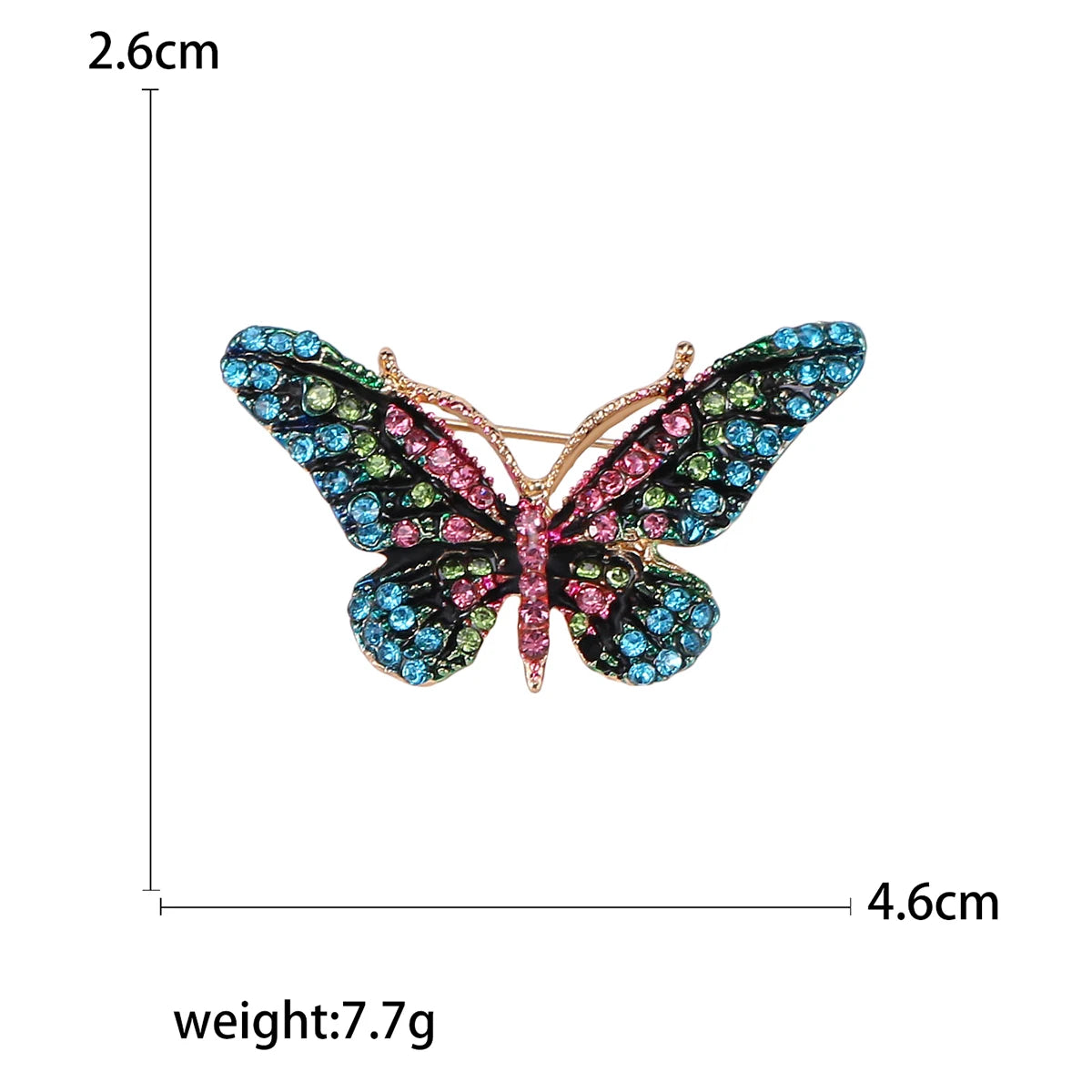 Beaut&Berry Trendy Shiny Rhinestone Butterfly Brooches for Women Unisex Insect Pins Casual Party Accessories New Gifts Friends