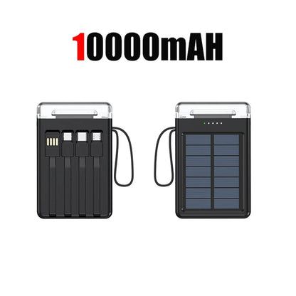 Lenovo 50000mAh Fast Charging solar compact portable LED light mobile power bank built-in cable power bank suitable for iPhone