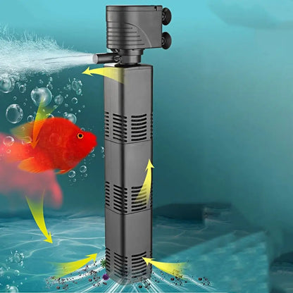 Plastic 3 in 1 Fish Tank Filter 4/6/12/20/30W Filtration Fish Tank Built-in Filter Increase Air Oxygen with Inner Sponge