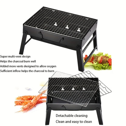 Portable Folding BBQ Grill - Durable, Ideal for Outdoor Camping & Picnics, Barbecue Grill