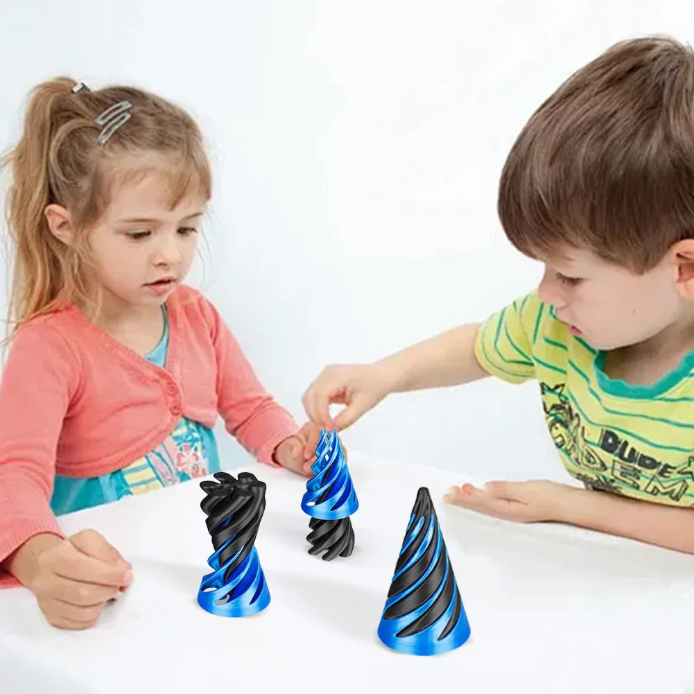 2024 3D Printed Helix Screw Fidget Toy Impossible Pyramid Passthrough Sculpture Spiral Cone Decompression Decorative Ornaments