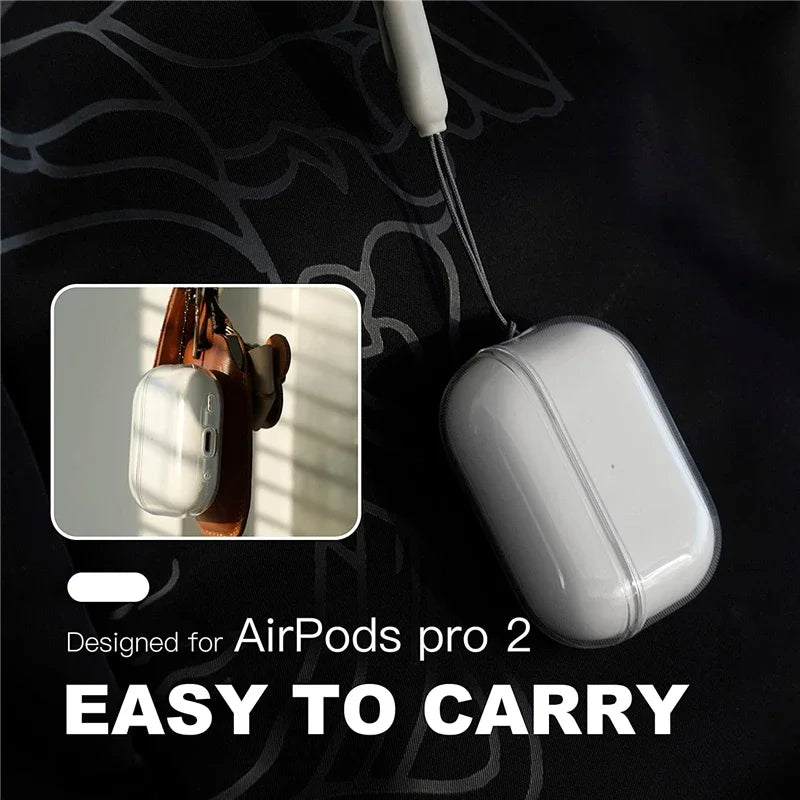 Transparente, weiche TPU-Kopfhörerhülle mit Trageschlaufe für AirPods Pro 2, 3 (2. Generation), AirPods 4, 3, 1 (3. Generation, 2024) – Zubehör
