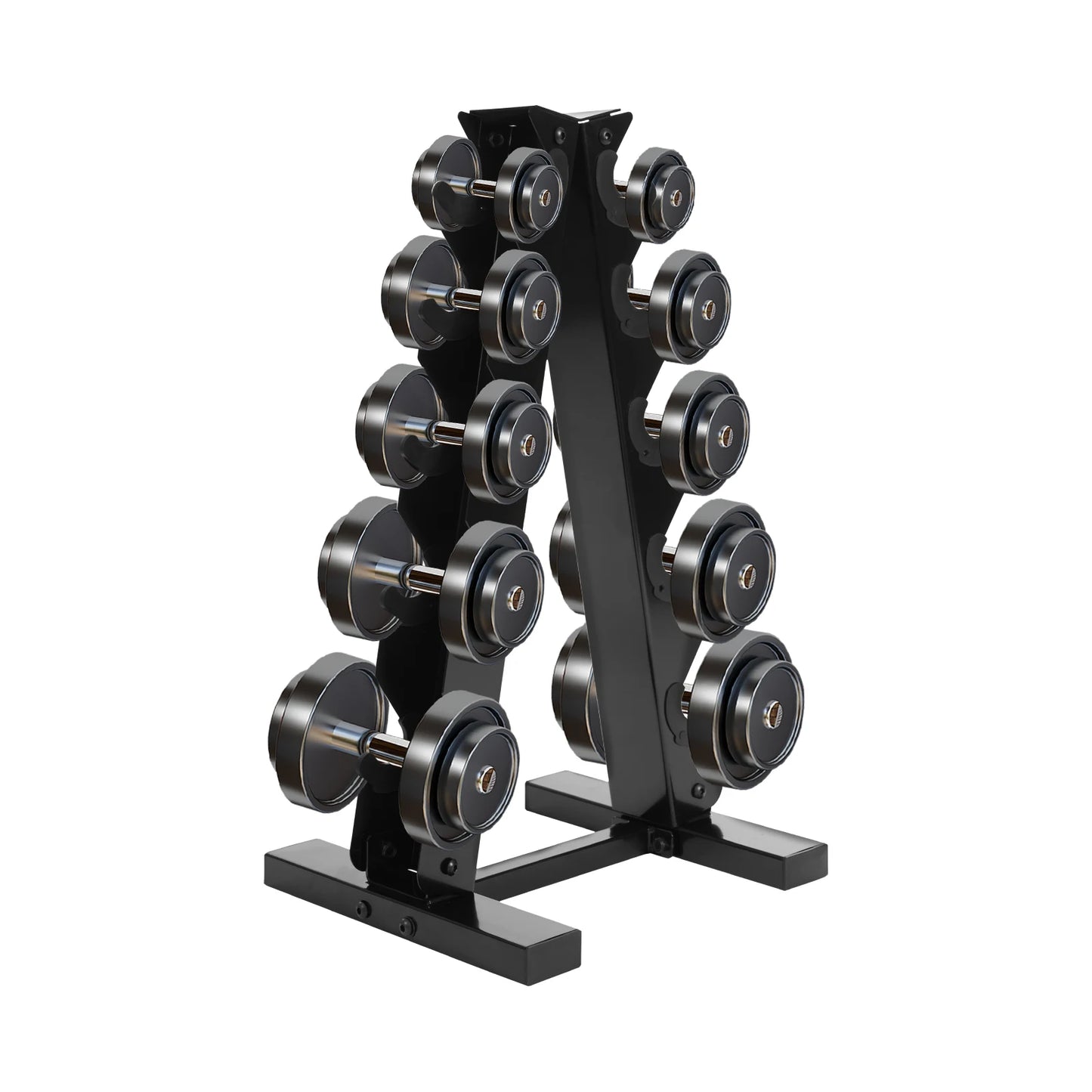 Steel Weight Plate Dumbbell Rack Storage Tree for 5 Pairs Dumbbells 100kg Capacity Weight Plate Holder Black/White
