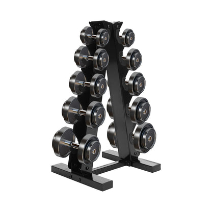 Steel Weight Plate Dumbbell Rack Storage Tree for 5 Pairs Dumbbells 100kg Capacity Weight Plate Holder Black/White