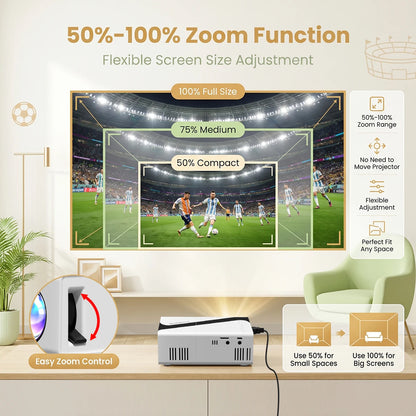 portable projector 4K Decoding 720P Native Supports Mobile Phone Projection, Suitable for IOS/TV Stick/Usb/Laptop Other Devices