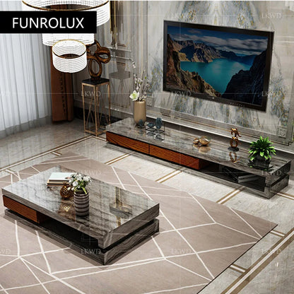 Post-modern coffee table tea table light luxury post-modern living room cave pattern square high-end storage table tea table