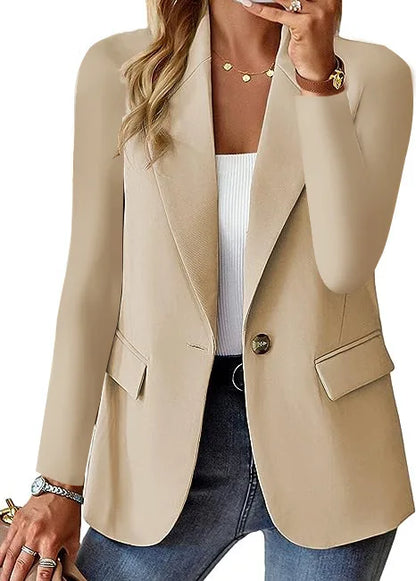 Black White Women's Suat Coat Office Elegant Blazer Soring Fall Casual Long Sleeve Pocket Slim Outerwears Blazer Mujer Women Top