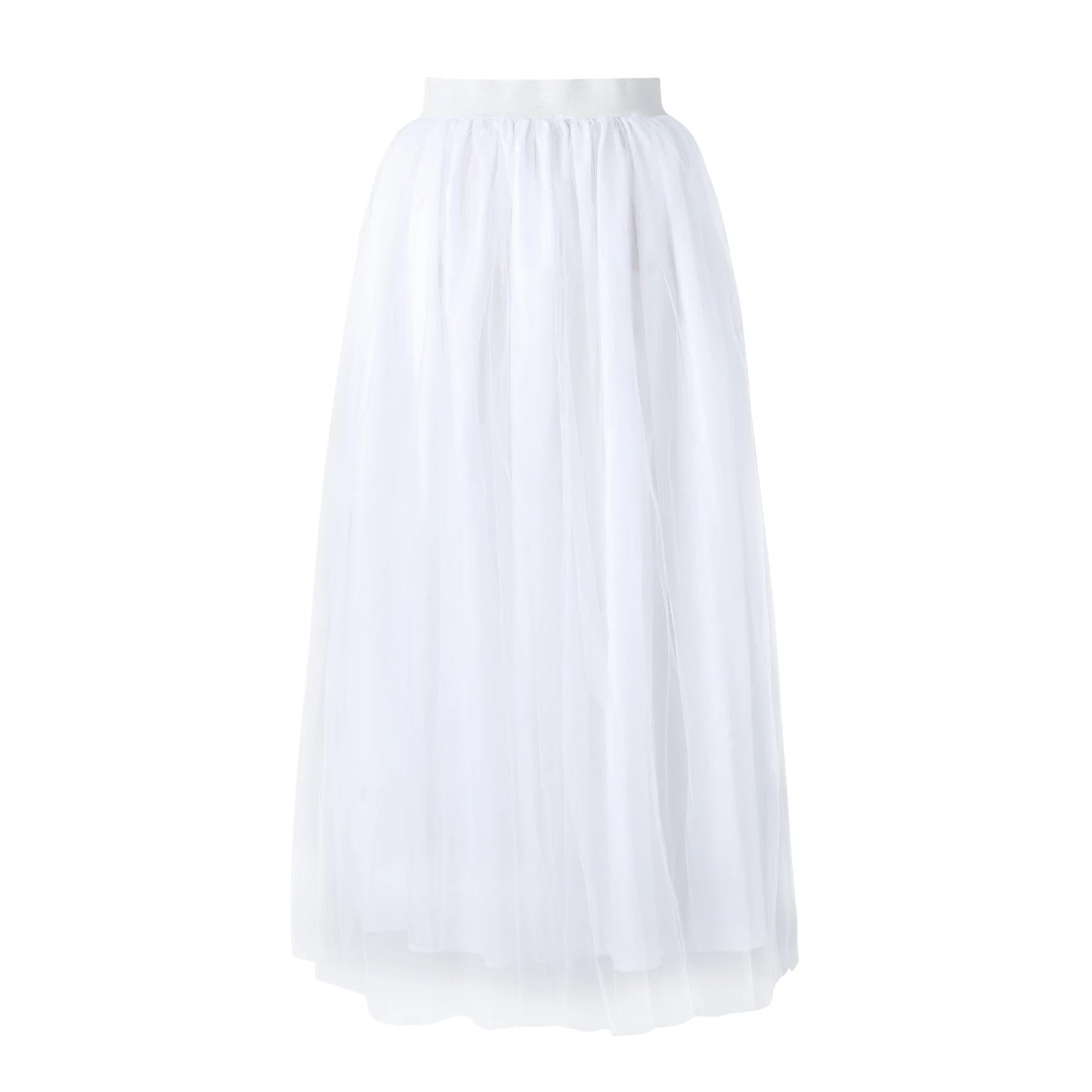 Women's Tulle Maxi Skirt Floor Length Layered High Waist Split Skirt A-Line Puffy Mesh Tutu Skirt for Elegant Lady Wedding Party