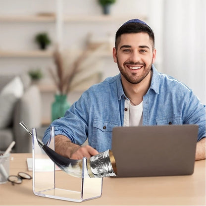 Shofar Stand Clear Acrylic Stand for Shofar Sturdy Shofar Horn Stand for Home