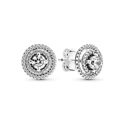 White series New Women's earrings Blue Square Sparkle Halo Stud For Women Tiki Jewelry Party Hoops Gift Things From 1
