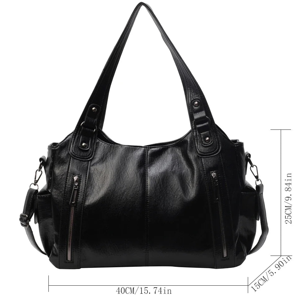 Winter Female Handbag Large Capacity Shoulder Bags Big Tote Bag Ladies Soft Leather Hobos Messenger Bags Women Shopper Bag Sac