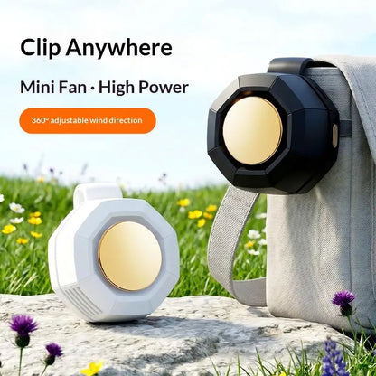 Portable Fan Mini Handheld Rechargeable Bladeless Electric Fan Clip Waist Fan Suitable for Outdoor Ventilation Desktop Small Fan