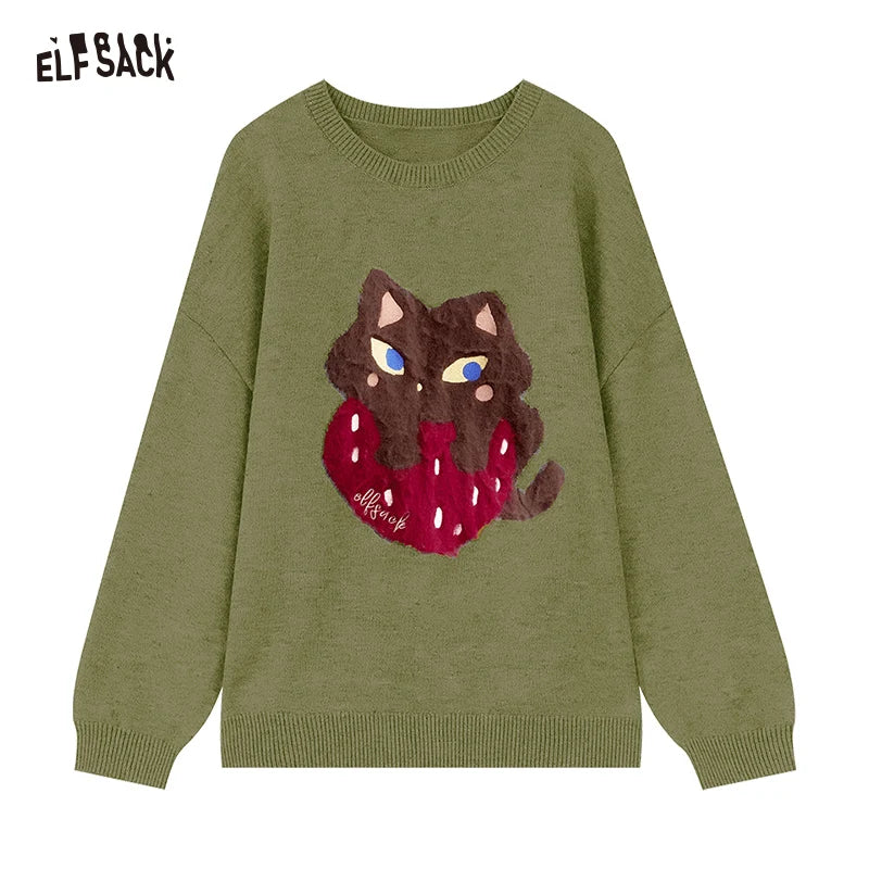 ELFSACK 2024 Autumn New Arrivals Colorful Christmas Y2K sweater Knitwear for women