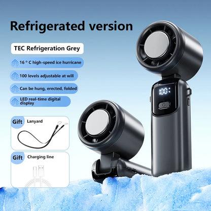 Lenovo Ice Compress Handheld Fan Portable Outdoor Usb Digital Display Folding Refrigeration High Speed Violent Turbine Small Fan