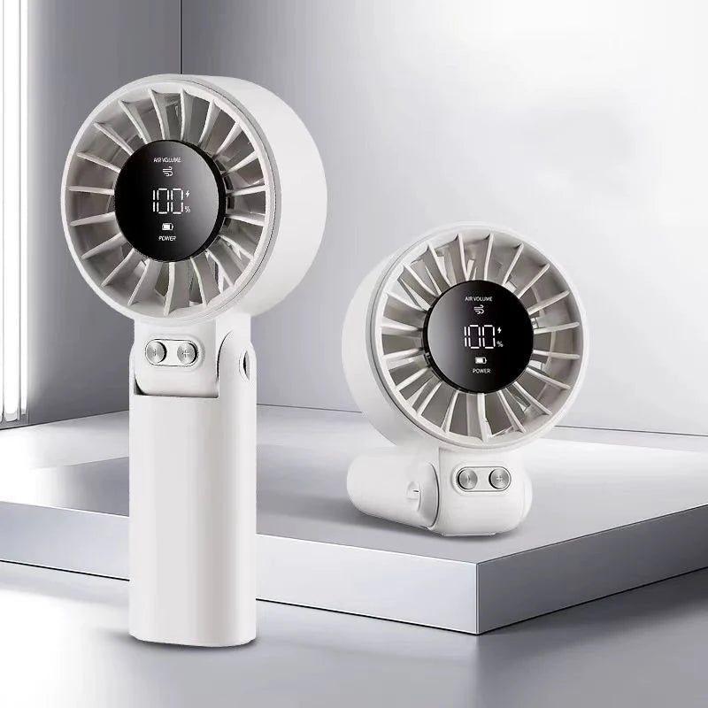 Portable Handheld Fan with LED Display,5 Speeds,150°Folded,3-IN-1 Hand/Desk/Neck Multifunction Personal Fan
