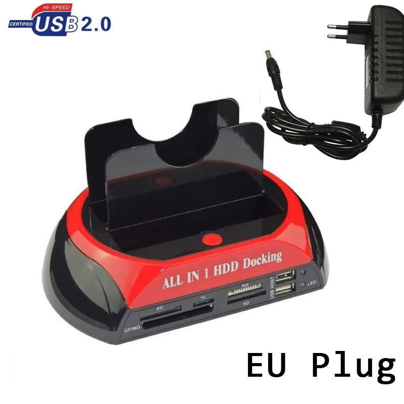 Hannord All in 1 HDD Docking Multifunc 2.5/3.5'' SATA Multi-Function HDD Docking Station IDE&SATA Hard Disk Base USB HUB Reader