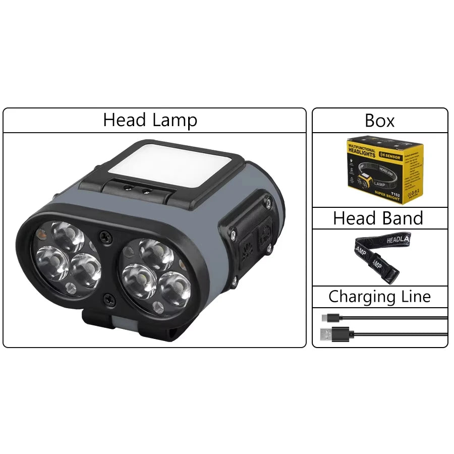 Induction Headlight With Strong Light, Long Endurance, Lithium Battery, Super Bright, Waterproof Charging, Outdoor Head Mounted