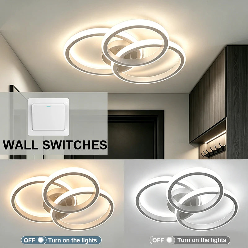 Modern LED Ceiling Light for Living Room Bedroom Hallway Lamp Square Round Chandelier Indoor Lighting Fixture