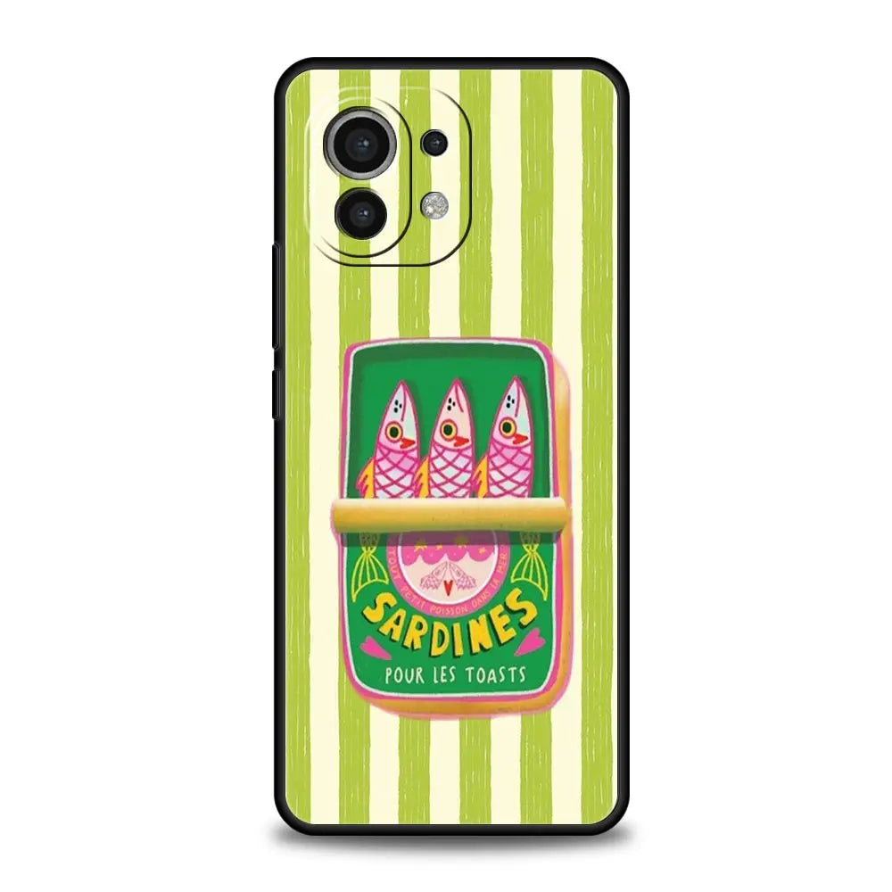 Phone Case Cover for Xiaomi Mi 17 15 14 13 12 11 Ultra 15T 14T 13T 12T 11T Pro Lite 5G Soft TPU Capas Funny Fish Sardines Laser