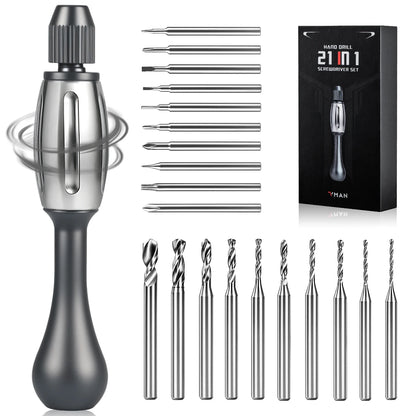 21-in-1 Screwdriver/Drill: non-slip grip, S2 bits, magnetic, quick swap. For jewelry, resin, wood, plastic housework, man's gift